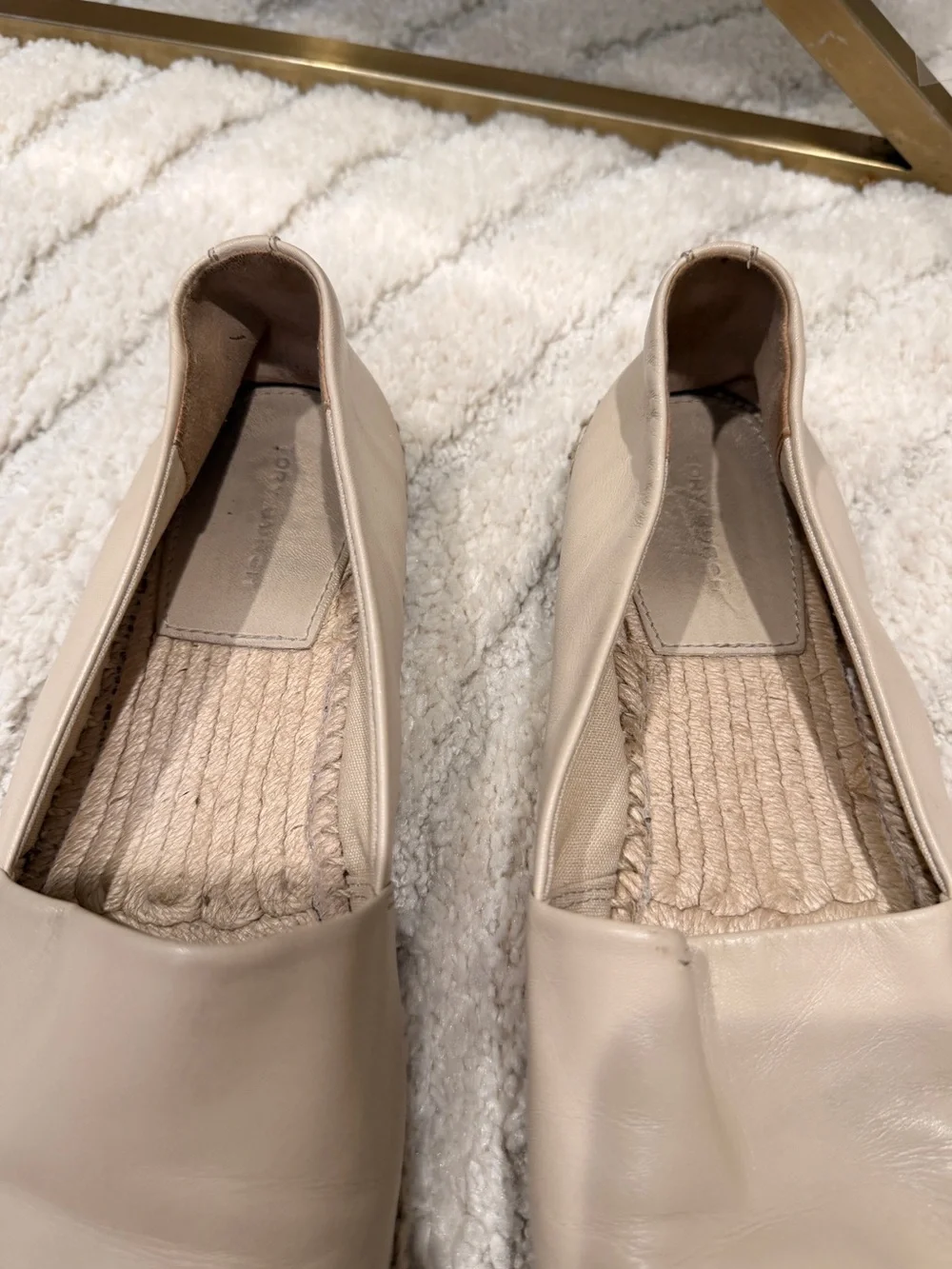 Tory Burch Colorblock Beige and Black Leather Espadrille Flats in sz. 8